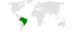 Map indicating locations of Brazil and Costa Rica