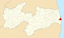 Location of João Pessoa in the state of Paraíba