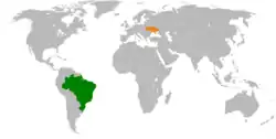 Map indicating locations of Brazil and Ukraine