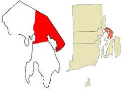 Location in Bristol County and the state of Rhode Island