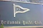 Britannia Yacht Club sign and burgee