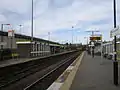 A broad view of the two platforms, next to the M62 bridge.