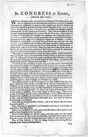 Image 6Broadside statement of Congress of the Colony of New Hampshire, referencing "sudden & abrupt departure" of Royal Governor John Wentworth, January 1776 (from History of New Hampshire)