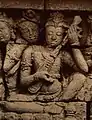 Hindu, Buddhist. Brodobudur,  second gallery, main wall. Lute with frets