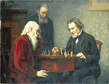 Image 2Richard Creifelds, c. 1886, The Veterans, Brooklyn Museum (from Chess in the arts)