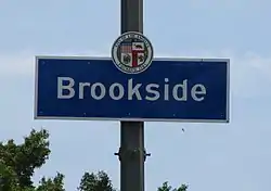 Brookside signage located at the intersection of Olympic Boulevard & Highland Avenue