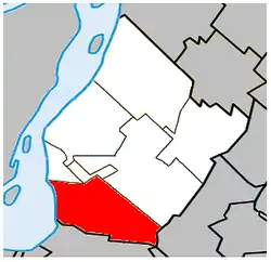 Location within Urban Agglomeration of Longueuil.
