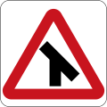 Traffic merges to the right ahead