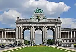 The Arcade du Cinquantenaire in Brussels, Belgium, built for the National Exhibition of 1880 to commemorate the 50th anniversary of Belgian independence