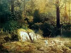 Forest landscape with a deer (1875)