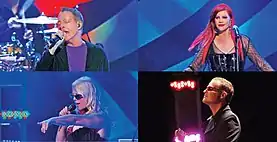 The B-52s live in Athens, Georgia, on February 18, 2011. Left to right, top to bottom: Fred Schneider, Kate Pierson, Cindy Wilson, Keith Strickland