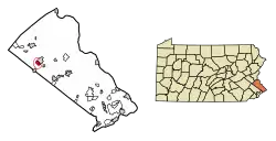 Location of Sellersville in Bucks County, Pennsylvania