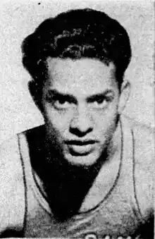 Closeup of Leroy Chollet from a newspaper photo, wearing a Canisius college uniform.