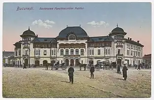 Romanian Revival - Building of the Public Officials Association in the Victory Square, Bucharest, 1900-destroyed by WW2 bombardments in 1944, by Nicolae Mihăescu