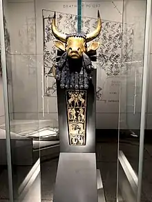 Image 37The Bull Headed Lyre of Ur, found in the Royal Cemetery at Ur, is the best known of the ancient Lyres of Ur (from History of music)