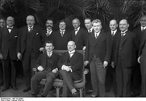 Gustav Stresemann (sitting on the right, with Augustinas Voldemaras), Berlin (1928)