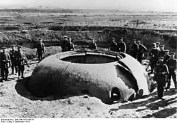 Photograph of a destroyed cupola at Maubeuge Fortress