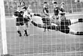 Rudwaleit prevents a goal by Dynamo Dresden during the match between BFC Dynamo and Dynamo Dresden  in the 1988-89 DDR-Oberliga on 5 March 1989.