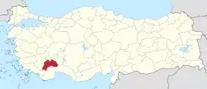 Location of Burdur Province in Turkey
