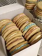 Sandwich cookies made with sugar cookies and buttercream  frosting