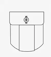 Buttoned-flap patch pocket with box pleat