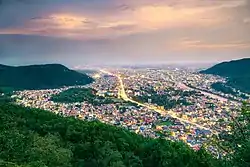 Butwal city from hillside.