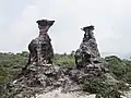 Strange stone formations with offering sites