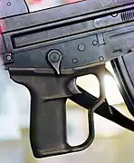 Detail of the distinctive integral handguard of the C42