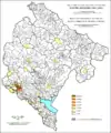 Share of Croats in Montenegro by settlements 1961