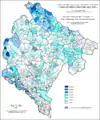 Share of Serbs in Montenegro by settlements 1991