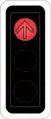 7.10 Red light with direction indication, here: straight ahead (black outline figure of arrow(s))Valid only for the (lane with) corresponding direction(s); indicated direction(s) are mandatory (corresponds with direction indication signs 2.32–2.41 and pre-selecting arrows 6.06 on road surface, if present)