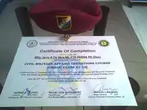 CMAOC maroon berret, CMO badge and certificate