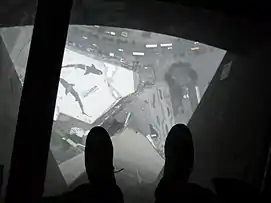 Standing on glass floor