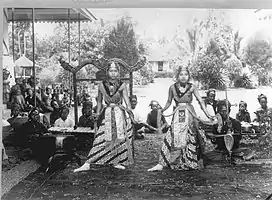 A Gamelan Ensemble and Dance show party for the Regent of Preanger (Now Parahyangan) West Java, between 1880 and 1920