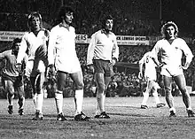Cape Town City defends a corner, v Hellenic L to R: Jim Forest, Eric Welsh, Wilf du Bruin, Frank McClintock and Arno Steffenhagen