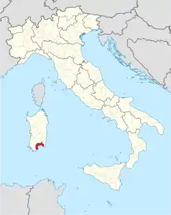 Location of the Metropolitan City of Cagliari