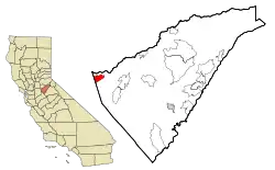 Location in Calaveras County and the state of California