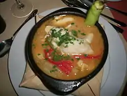 Caldillo de congrio (“Caldillo” is a clear thin soup)