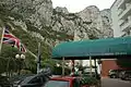 Hotel entrance with The Rock of Gibraltar in background