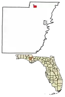 Location of Altha in Calhoun County, Florida.