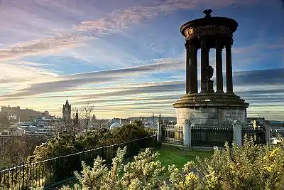 Image 17Calton Hill is a hill in central Edinburgh, just to the east of the New Town. The hill is home to several iconic monuments and buildings: the National Monument, Nelson's Monument, the Dugald Stewart Monument, the Royal High School, the Robert Burns Monument, the Political Martyrs' Monument and the City Observatory.Photo credit: Andrewyuill