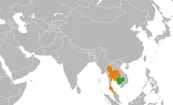 Map indicating locations of Cambodia and Thailand