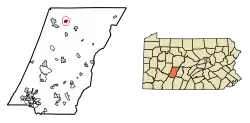 Location of Hastings in Cambria County, Pennsylvania.
