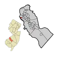Brooklawn highlighted in Camden County. Inset: Location of Camden County in New Jersey.