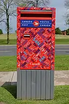Post box in Markham, Ontario, Canada, decorated with postal codes