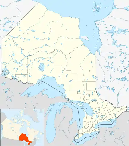 Map showing the location of Samuel de Champlain Provincial Park