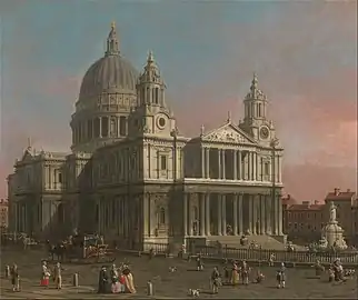 18th-century engraving of St Paul's from the north-west by Canaletto