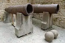 English Bombards abandoned during the Hundred Years' War and now exposed on the Mont-Saint-Michel.