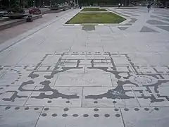 Floor plan of the Capitol Building inlaid in Freedom Plaza. (2006)