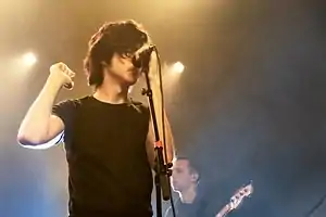 Will Toledo and Seth Dalby performing as part of Car Seat Headrest at The Showbox in Seattle, Washington, in October 2018